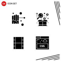 Collection of 4 Vector Icons in solid style Pixle Perfect Glyph Symbols for Web and Mobile Solid Icon Signs on White Background 4 Icons