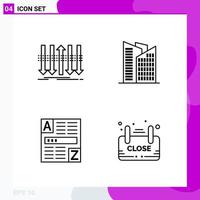 Line Icon set Pack of 4 Outline Icons isolated on White Background for Web Print and Mobile vector