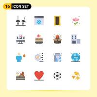 16 Creative Icons Modern Signs and Symbols of laptop report sharpener rose flower Editable Pack of Creative Vector Design Elements