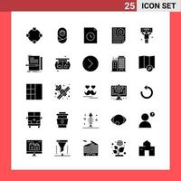 25 Icon Pack Solid Style Glyph Symbols on White Background Simple Signs for general designing vector