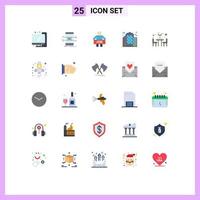 conjunto de 25 iconos modernos de la interfaz de usuario signos de símbolos para la oficina del restaurante trabajador de la ciudad desempleado elementos de diseño vectorial editables vector