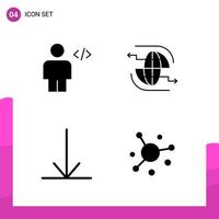 Glyph Icon set Pack of 4 Solid Icons isolated on White Background for responsive Website Design Print and Mobile Applications vector