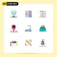 9 Universal Flat Color Signs Symbols of location data layout complex app Editable Vector Design Elements