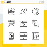 Collection of 9 Universal Line Icons Icon Set for Web and Mobile vector