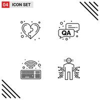 Group of 4 Filledline Flat Colors Signs and Symbols for development wifi heart qa sensor Editable Vector Design Elements