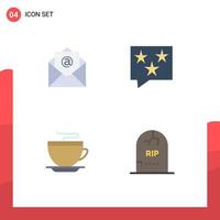 4 Thematic Vector Flat Icons and Editable Symbols of email coffee bubble rate cleaning Editable Vector Design Elements