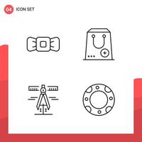 Pack of 4 Universal Outline Icons for Print Media on White Background vector