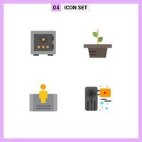 4 Universal Flat Icons Set for Web and Mobile Applications lock nature protection security customer Editable Vector Design Elements