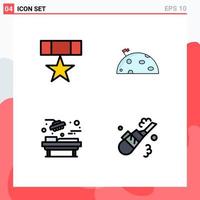 Set of 4 Modern UI Icons Symbols Signs for award mars military space medical Editable Vector Design Elements