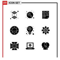 9 General Icons for website design print and mobile apps 9 Glyph Symbols Signs Isolated on White Background 9 Icon Pack vector