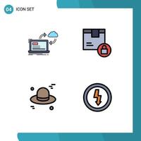 Set of 4 Modern UI Icons Symbols Signs for sync secure dashboard delivery cap Editable Vector Design Elements