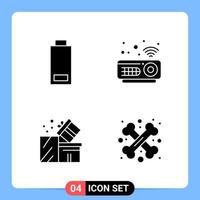 4 Solid Black Icon Pack Glyph Symbols for Mobile Apps isolated on white background 4 Icons Set vector