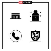 Set of 4 Solid Style Icons for web and mobile Glyph Symbols for print Solid Icon Signs Isolated on White Background 4 Icon Set vector