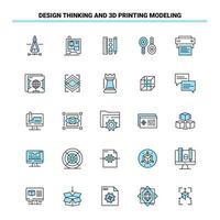 25 Design Thinking And 3d Printing Modeling Black and Blue icon Set Creative Icon Design and logo template vector