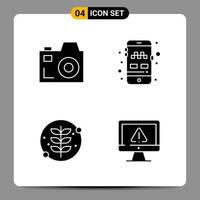 4 Black Icon Pack Glyph Symbols Signs for Responsive designs on white background 4 Icons Set vector