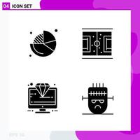 Solid Icon set Pack of 4 Glyph Icons isolated on White Background for Web Print and Mobile vector