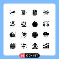 16 Universal Solid Glyph Signs Symbols of ecology protection report privacy gdpr Editable Vector Design Elements