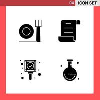 4 Icon Pack Solid Style Glyph Symbols on White Background Simple Signs for general designing vector