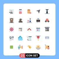 25 User Interface Flat Color Pack of modern Signs and Symbols of education up database pointer add Editable Vector Design Elements