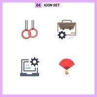 conjunto moderno de 4 iconos planos pictograma de desarrollo de ingenieros de bolsa de codificación atlética elementos de diseño vectorial editables vector