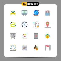 Group of 16 Flat Colors Signs and Symbols for directional paper check earth page data Editable Pack of Creative Vector Design Elements