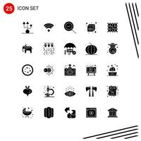 25 Universal Solid Glyphs Set for Web and Mobile Applications elephant grid out electricity chip Editable Vector Design Elements