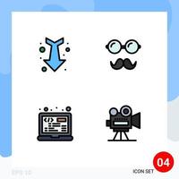 4 Thematic Vector Filledline Flat Colors and Editable Symbols of arrow laptop straight glasses html Editable Vector Design Elements