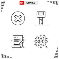 4 Icons Line Style Grid Based Creative Outline Symbols for Website Design Simple Line Icon Signs Isolated on White Background 4 Icon Set vector