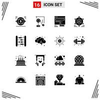 16 Icons Solid Style Grid Based Creative Glyph Symbols for Website Design Simple Solid Icon Signs Isolated on White Background 16 Icon Set vector