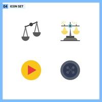 Universal Icon Symbols Group of 4 Modern Flat Icons of balance play choice judgment clothing Editable Vector Design Elements