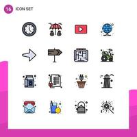 16 iconos creativos signos y símbolos modernos del servidor correcto youtube proxy que aloja elementos de diseño de vectores creativos editables