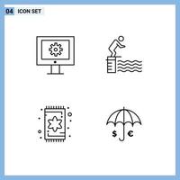 Set of 4 Modern UI Icons Symbols Signs for online support service carpet web maintenance platform interior Editable Vector Design Elements