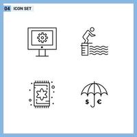 Set of 4 Modern UI Icons Symbols Signs for online support service carpet web maintenance platform interior Editable Vector Design Elements