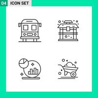 paquete de 4 iconos de estilo de línea establece símbolos de esquema para imprimir signos creativos aislados en fondo blanco 4 conjunto de iconos vector