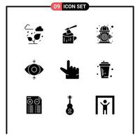 Pack of 9 Modern Solid Glyphs Signs and Symbols for Web Print Media such as zoom view city focus water Editable Vector Design Elements