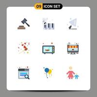 9 iconos creativos signos y símbolos modernos de horno de descuento trabajador de la construcción microondas fuego de San Valentín elementos de diseño vectorial editables vector