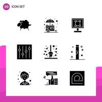 Glyph Icon set Pack of 9 Solid Icons isolated on White Background for responsive Website Design Print and Mobile Applications vector