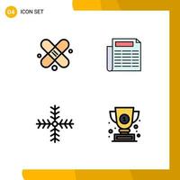 Modern Set of 4 Filledline Flat Colors Pictograph of bandage winter news christmas cup Editable Vector Design Elements