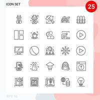 Vector Pack of 25 Icons in Line Style Creative Outline Pack isolated on White Background for Web and Mobile