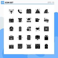 25 User Interface Solid Glyph Pack of modern Signs and Symbols of apartment home information sign fire Editable Vector Design Elements