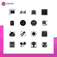 16 Universal Solid Glyphs Set for Web and Mobile Applications charge economics money tactics strategic Editable Vector Design Elements