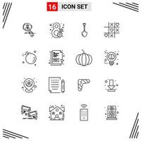 16 Icons Line Style Grid Based Creative Outline Symbols for Website Design Simple Line Icon Signs Isolated on White Background 16 Icon Set vector