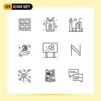 Outline Pack of 9 Universal Symbols of biology shopping building cart toronto Editable Vector Design Elements