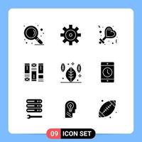 9 Solid Black Icon Pack Glyph Symbols for Mobile Apps isolated on white background 9 Icons Set vector