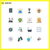 Set of 16 Modern UI Icons Symbols Signs for map car life writer type Editable Pack of Creative Vector Design Elements