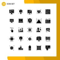 25 User Interface Solid Glyph Pack of modern Signs and Symbols of web internet folder special friday Editable Vector Design Elements