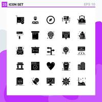 25 Creative Icons Modern Signs and Symbols of kettle paint worker color paint brush Editable Vector Design Elements