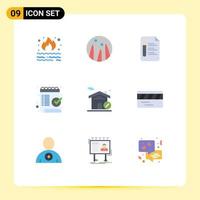 9 iconos creativos, signos y símbolos modernos de la lista de archivos de marca de construcción, verifique los elementos de diseño vectorial editables vector