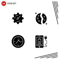 Collection of 4 Vector Icons in solid style Pixle Perfect Glyph Symbols for Web and Mobile Solid Icon Signs on White Background 4 Icons