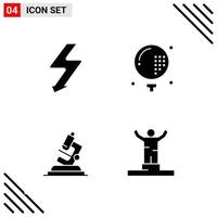 Pixle Perfect Set of 4 Solid Icons Glyph Icon Set for Webite Designing and Mobile Applications Interface vector